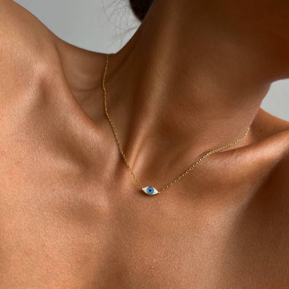 Kardelen COLORFULL MINI EYE NECKLACE - 925 SILBER Weihnachtsangebot