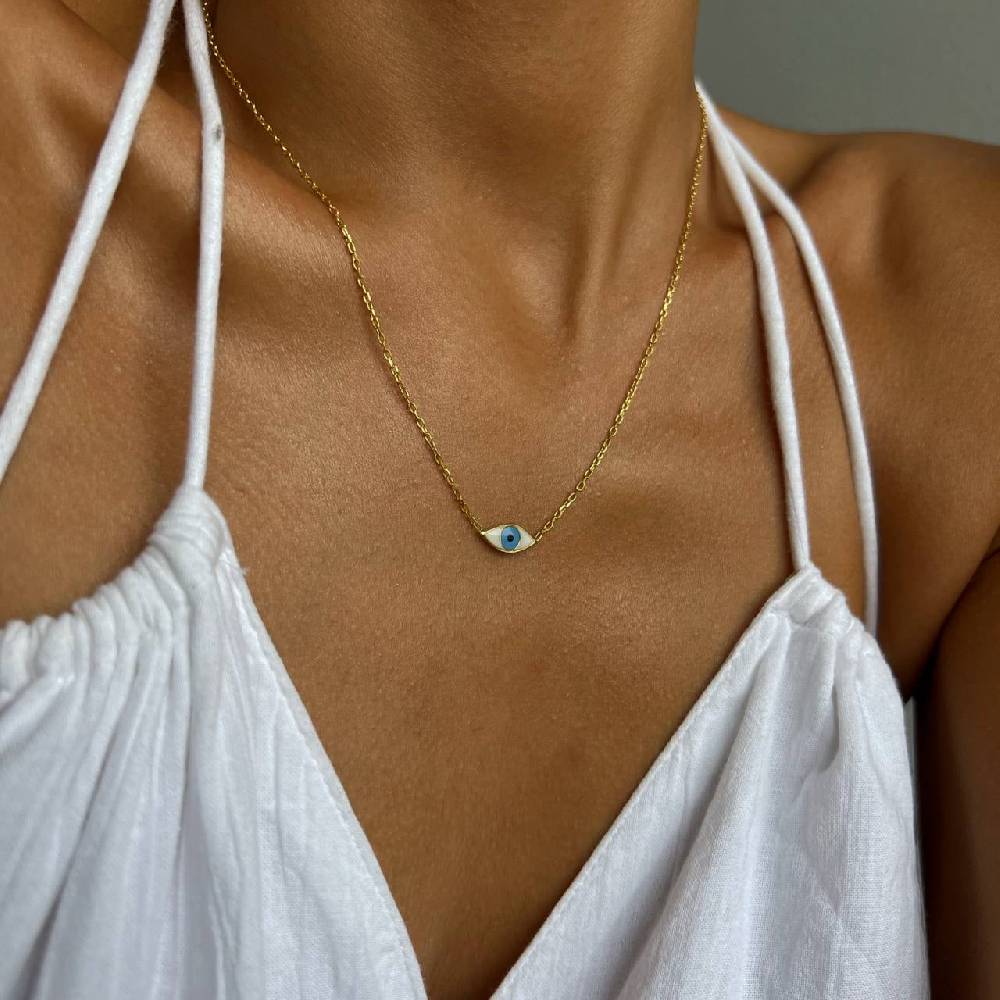 Kardelen COLORFULL MINI EYE NECKLACE - 925 SILBER Weihnachtsangebot