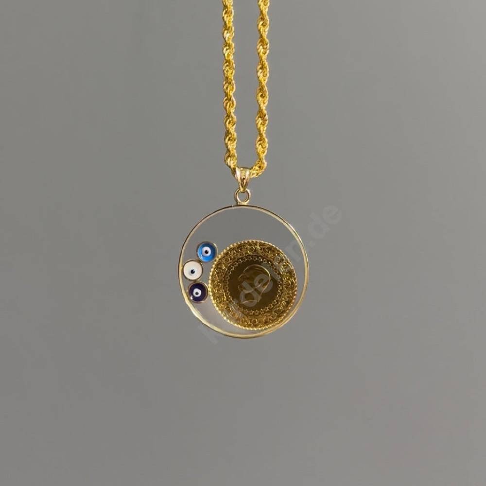 Kardelen 14K GOLD LUXUS CEYREK & NAZAR CHARM Tiefpreis