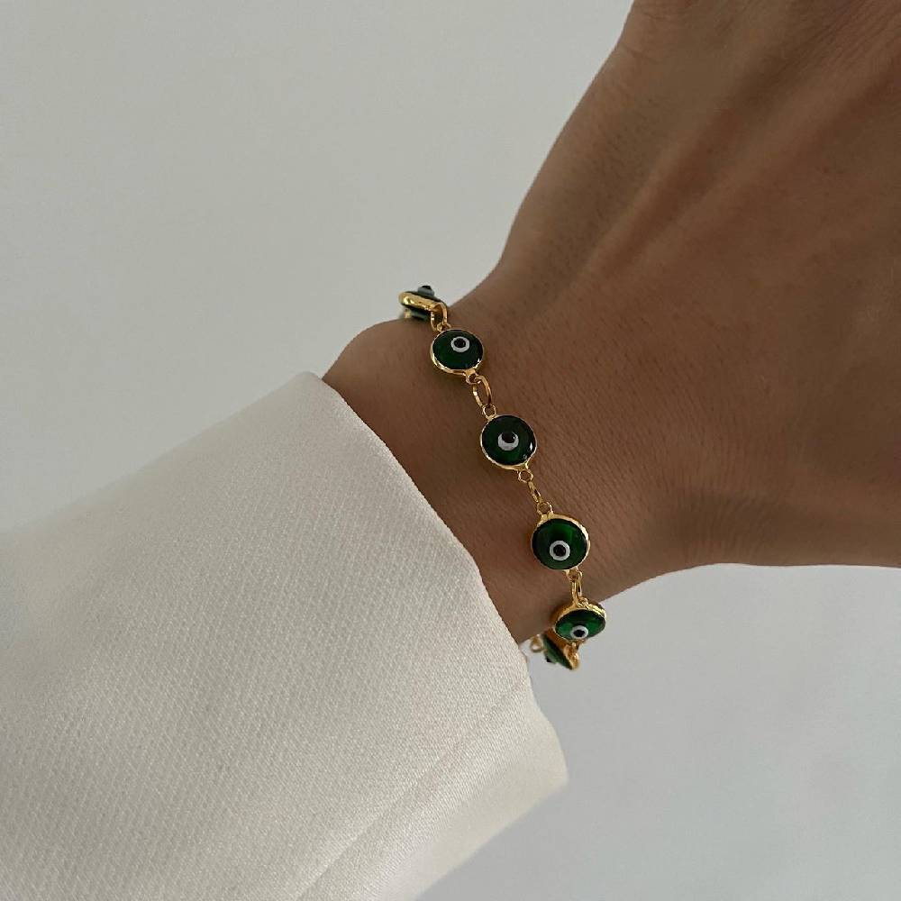 Kardelen Grande Green Nazar Armkette - 925 SILBER Letzter Tag