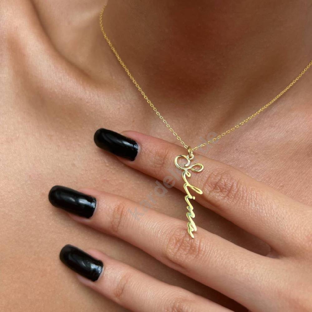 Kardelen 14K GOLD SIGNATUR NAMENSKETTE Bis zu 50% Rabatt