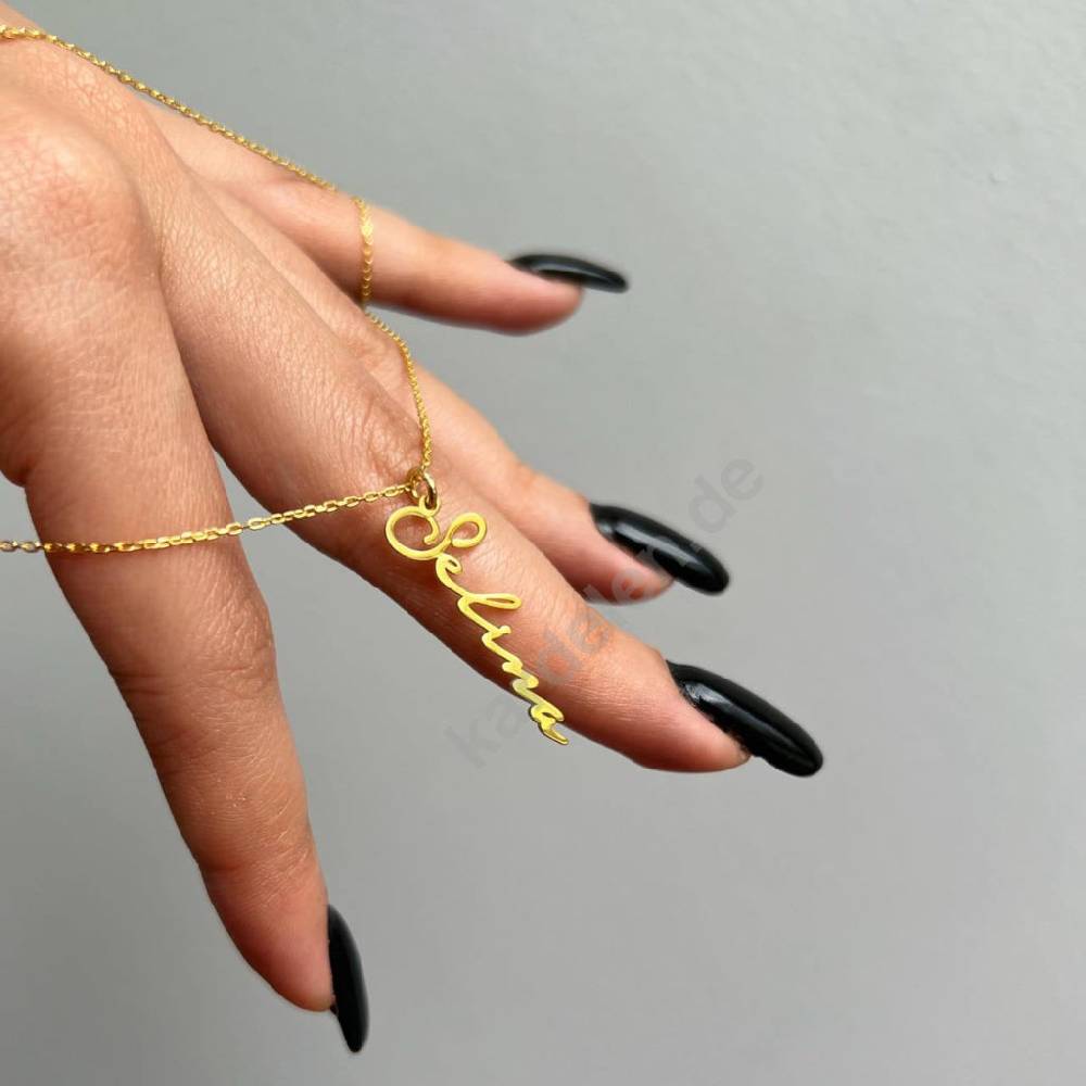 Kardelen 14K GOLD SIGNATUR NAMENSKETTE Bis zu 50% Rabatt