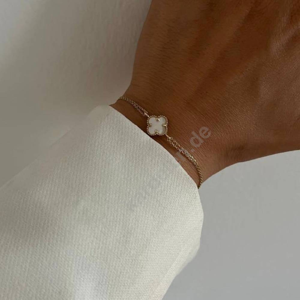 Kardelen 14k GOLD WEISSE KLEE ARMKETTE Bis zu 65% Rabatt