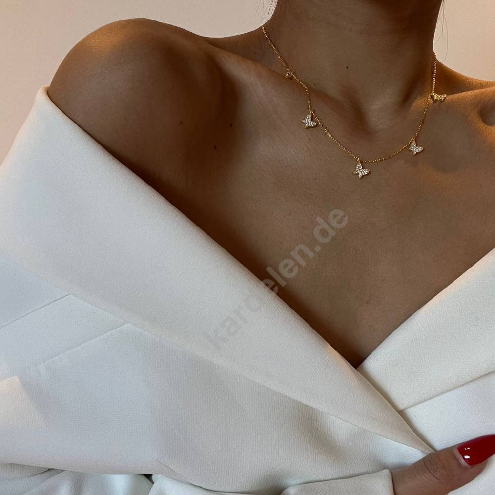 Kardelen 14K GOLD SCHMETTERLING- HALSKETTE Super Rabatt