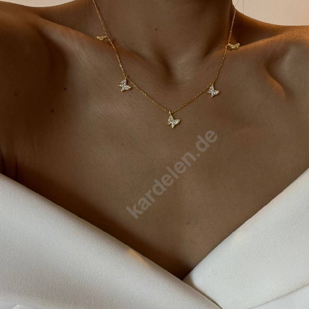 Kardelen 14K GOLD SCHMETTERLING- HALSKETTE Super Rabatt