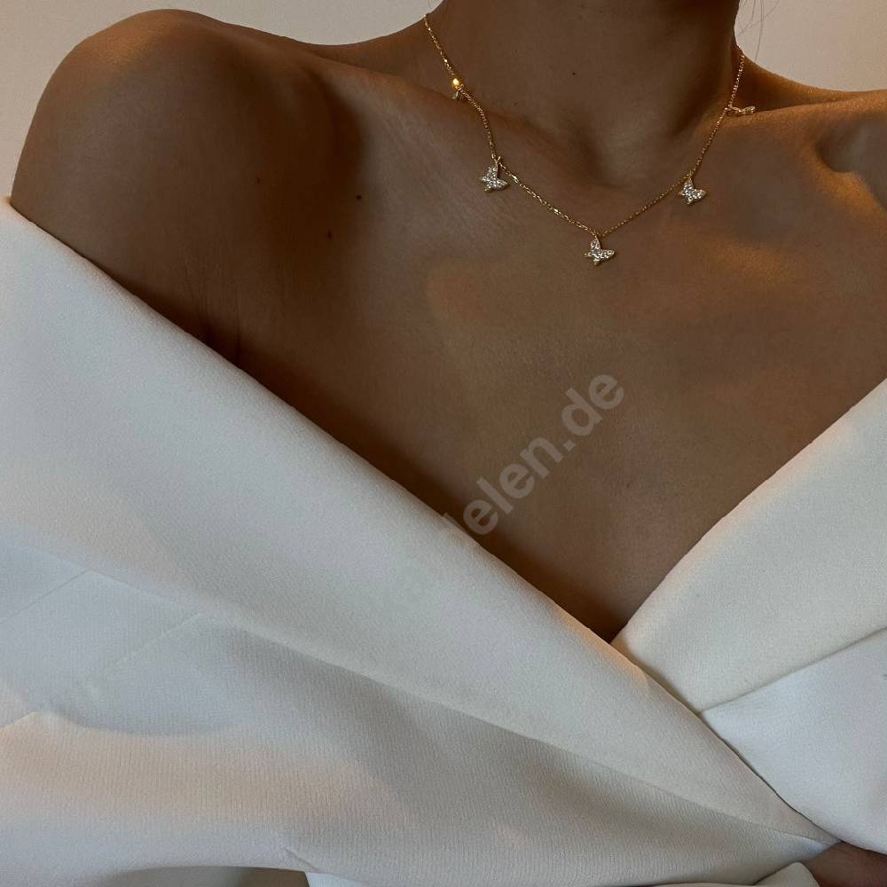 Kardelen 14K GOLD SCHMETTERLING- HALSKETTE Super Rabatt