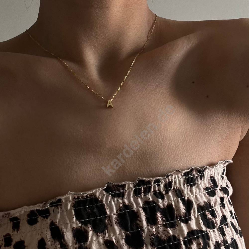 Kardelen 14K GOLD MINIMAL BUCHSTABEN HALSKETTE Riesige Rabatte