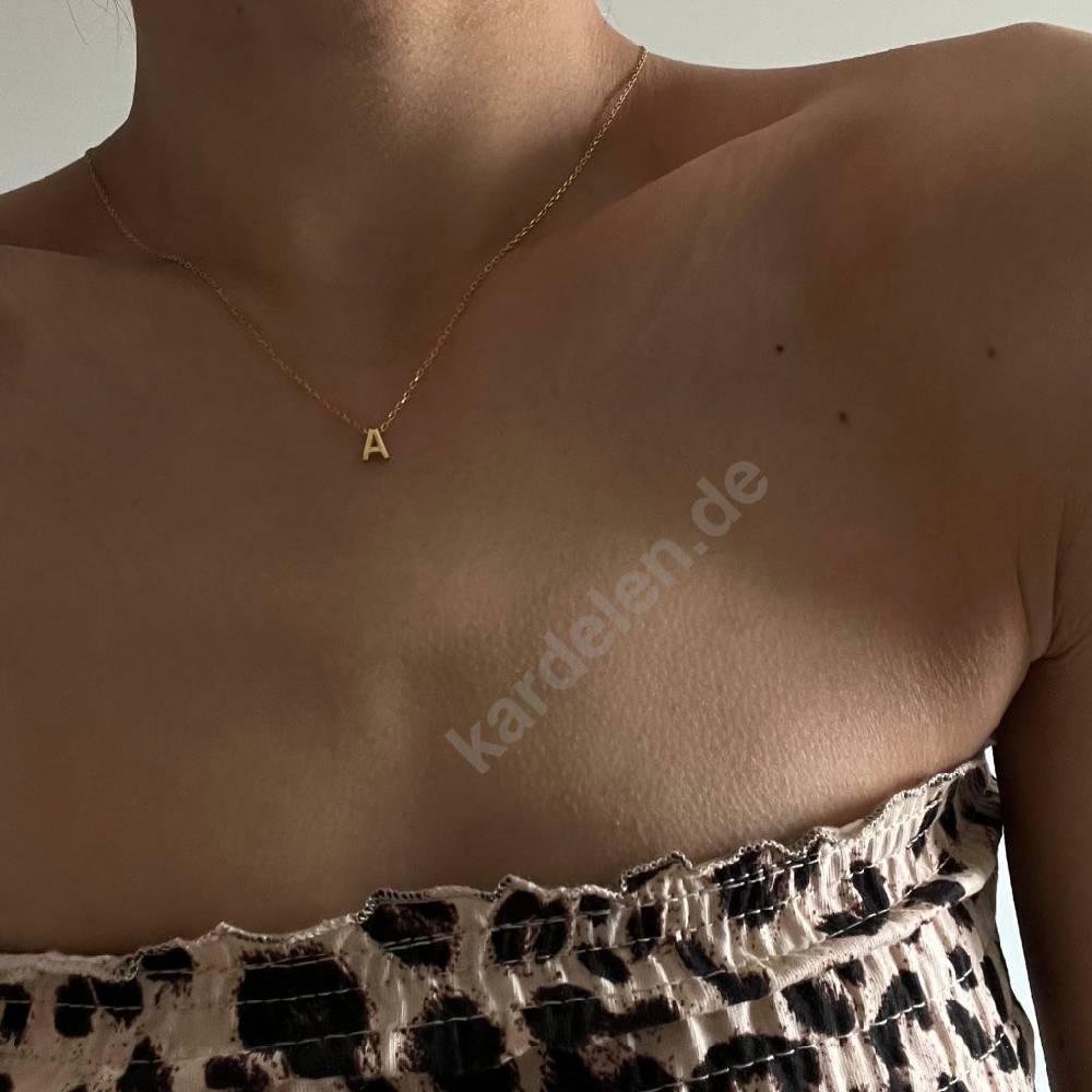 Kardelen 14K GOLD MINIMAL BUCHSTABEN HALSKETTE Riesige Rabatte