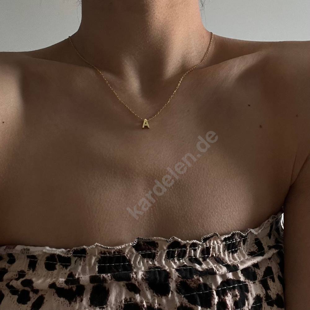 Kardelen 14K GOLD MINIMAL BUCHSTABEN HALSKETTE Riesige Rabatte