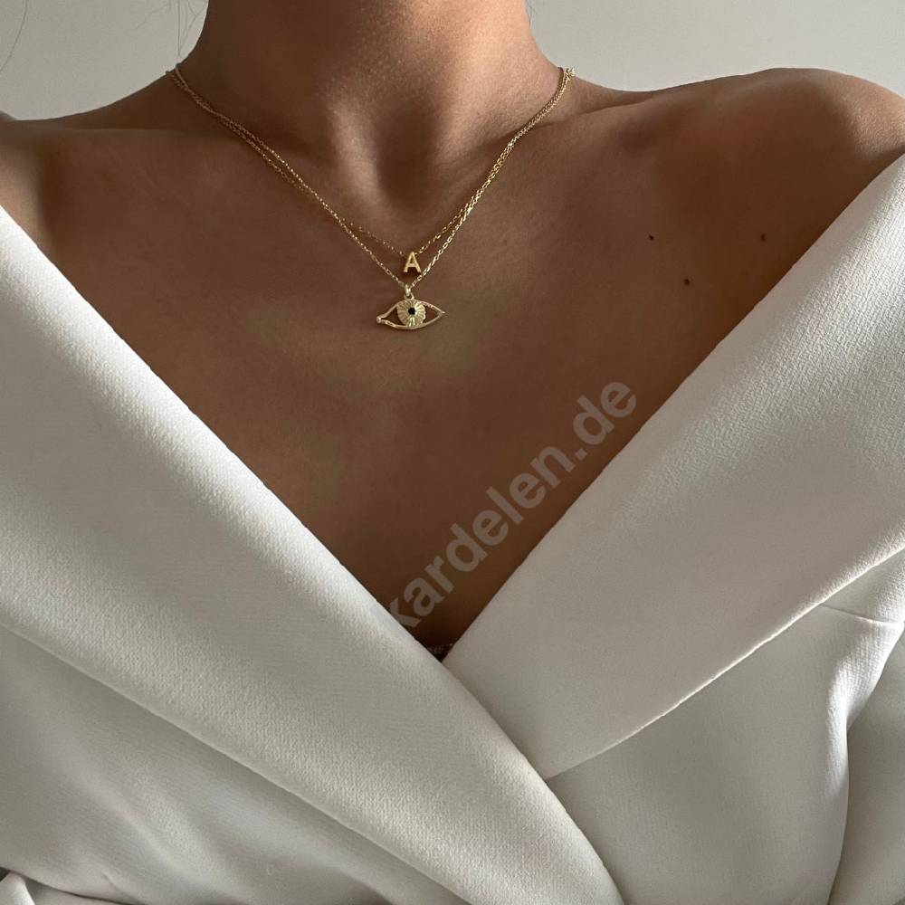 Kardelen 14K GOLD MINIMAL BUCHSTABEN HALSKETTE Riesige Rabatte