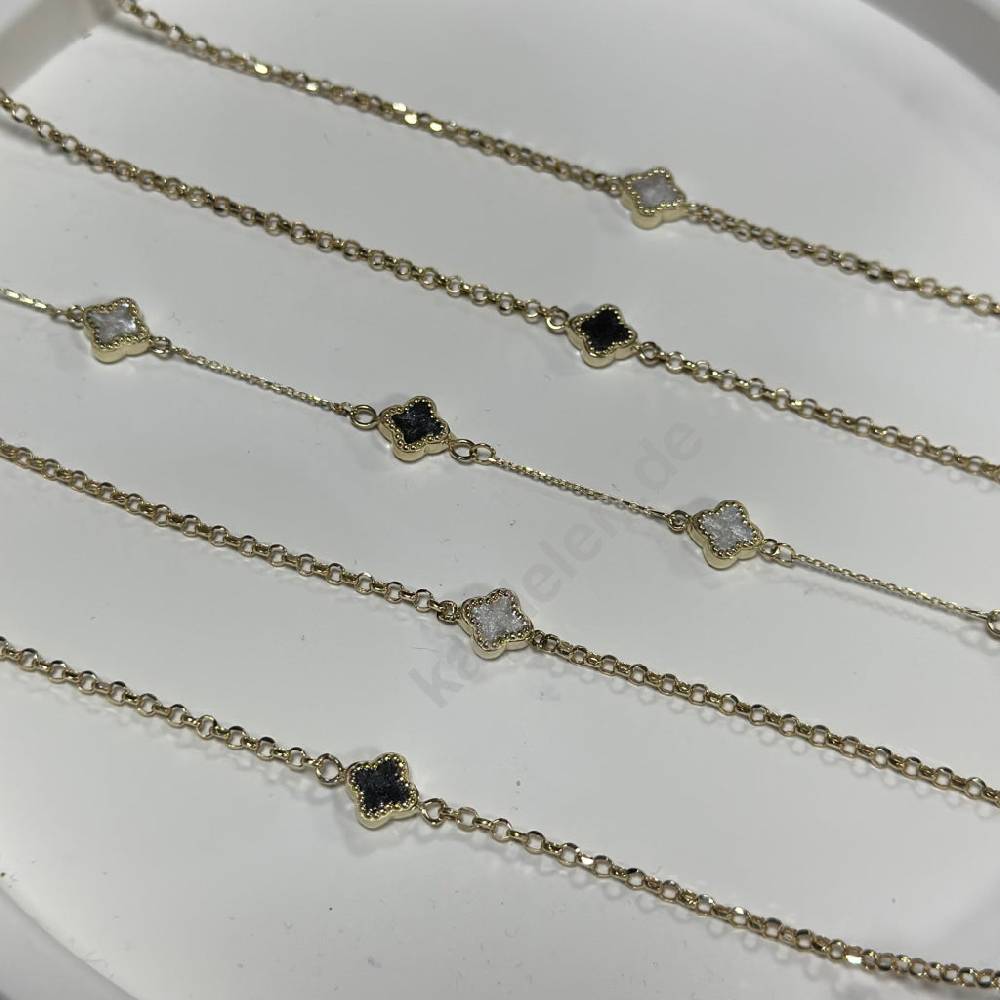 Kardelen 14K GOLD KLEE ARMKETTE III Im Verkauf