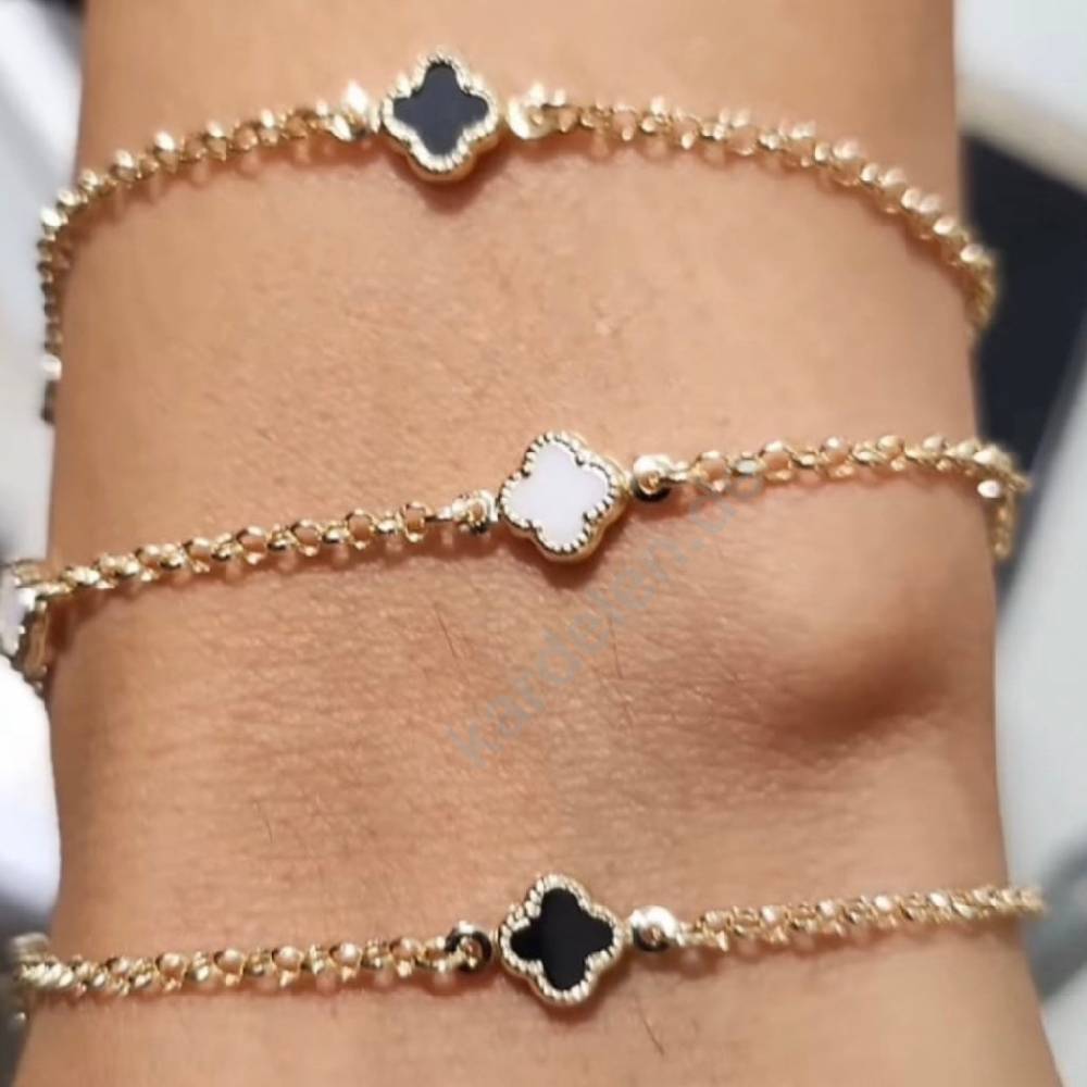 Kardelen 14K GOLD KLEE ARMKETTE III Im Verkauf