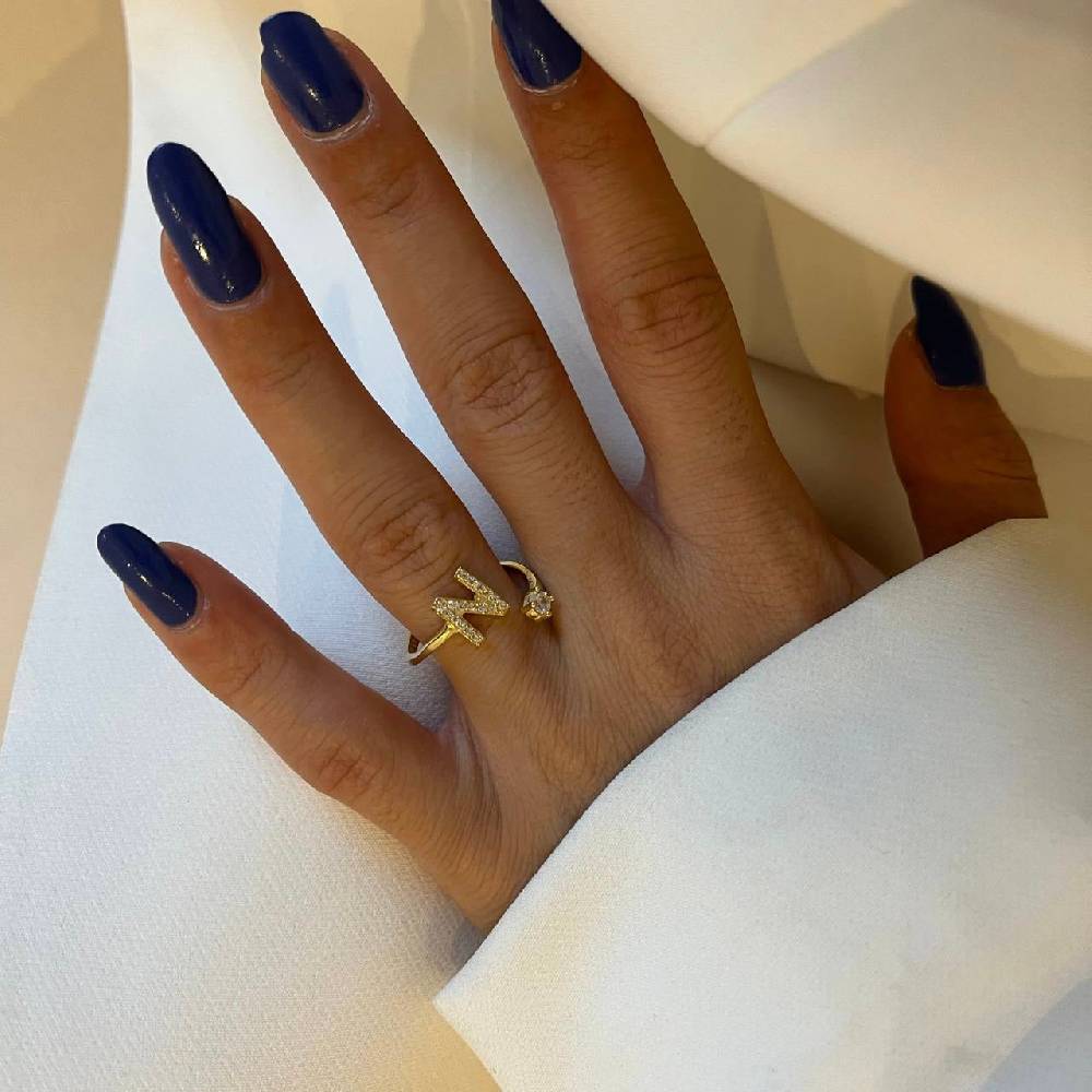 Kardelen Letter Diamond Ring - 925 SILBER Outlet