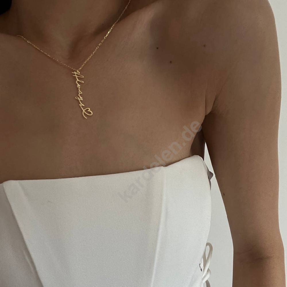 Kardelen 14K GOLD HERZ SYMBOL NAMENSKETTE Valentinstagsangebot