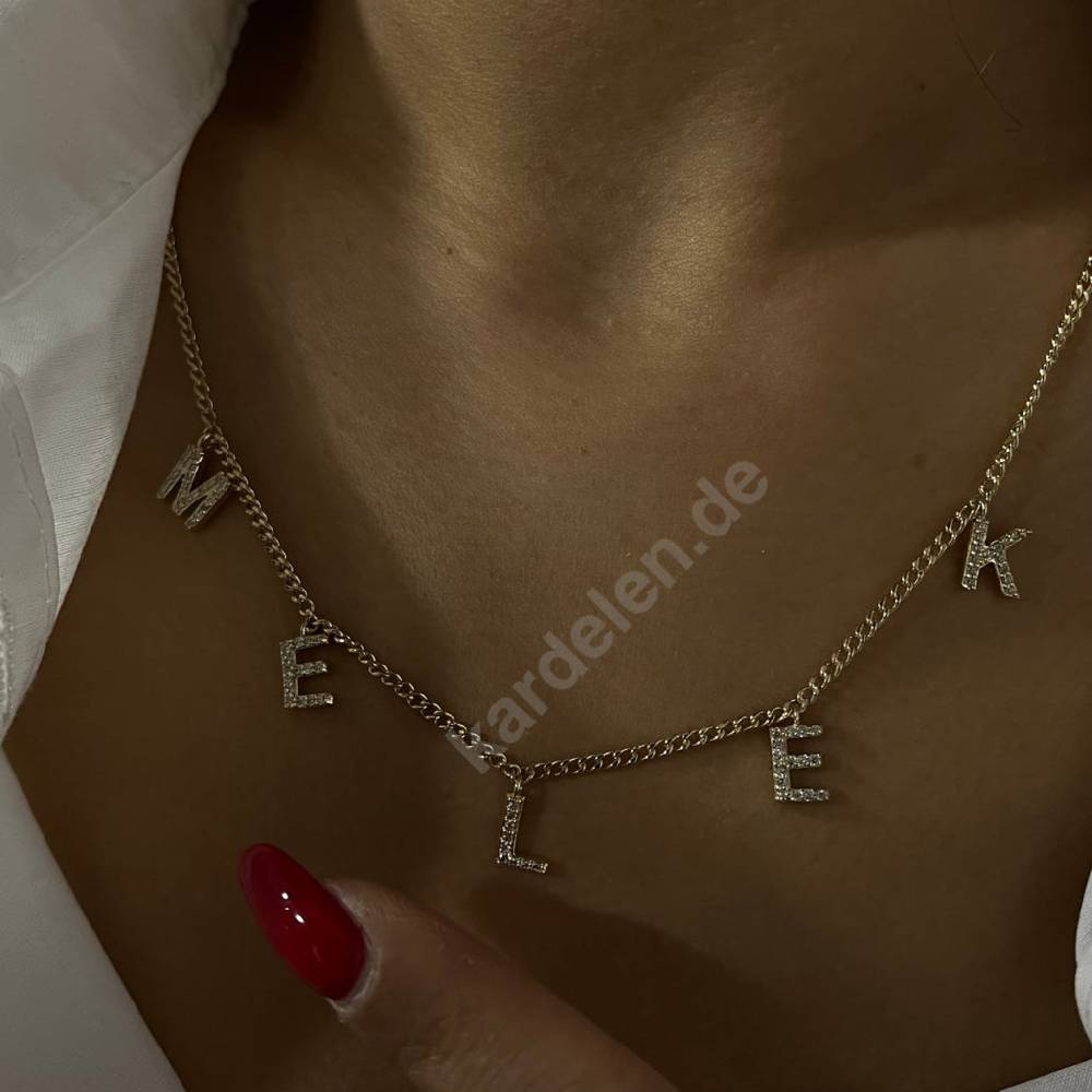 Kardelen 14K GOLD NAMENSKETTE Lagerräumung