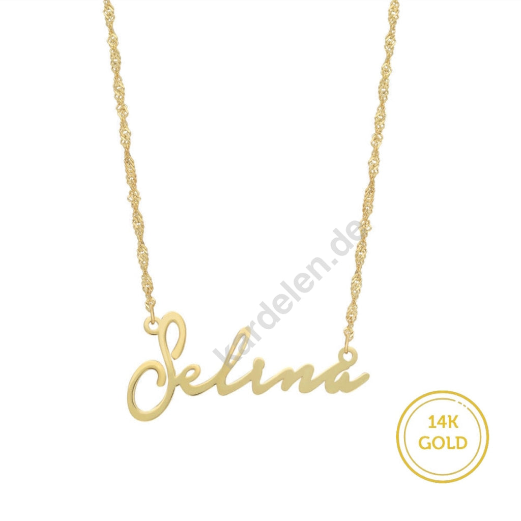Kardelen 14K GOLD WAVE NAMENSKETTE Neueste Mode