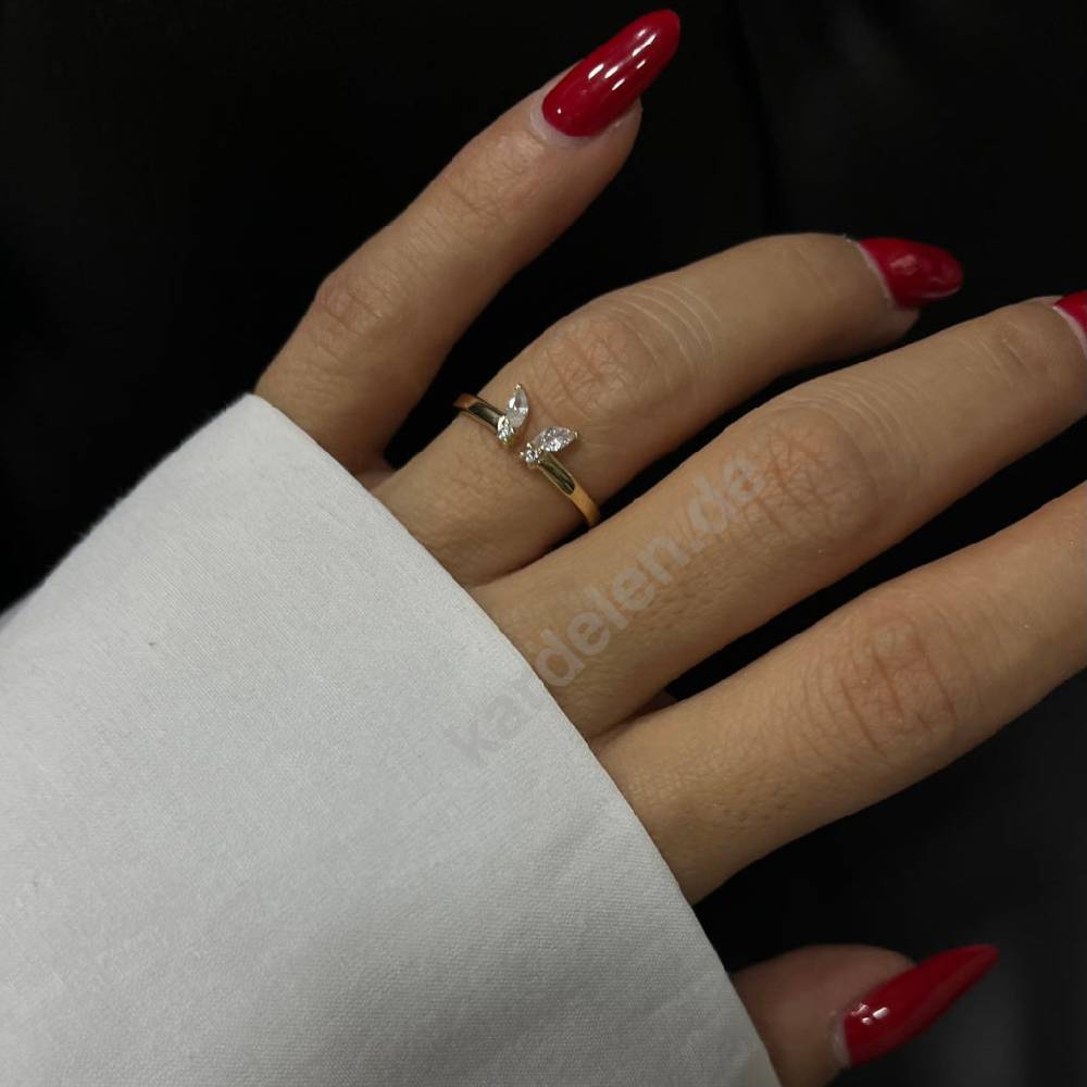 Kardelen 14K Gold Zirkonia Butterfly Ring Bestseller