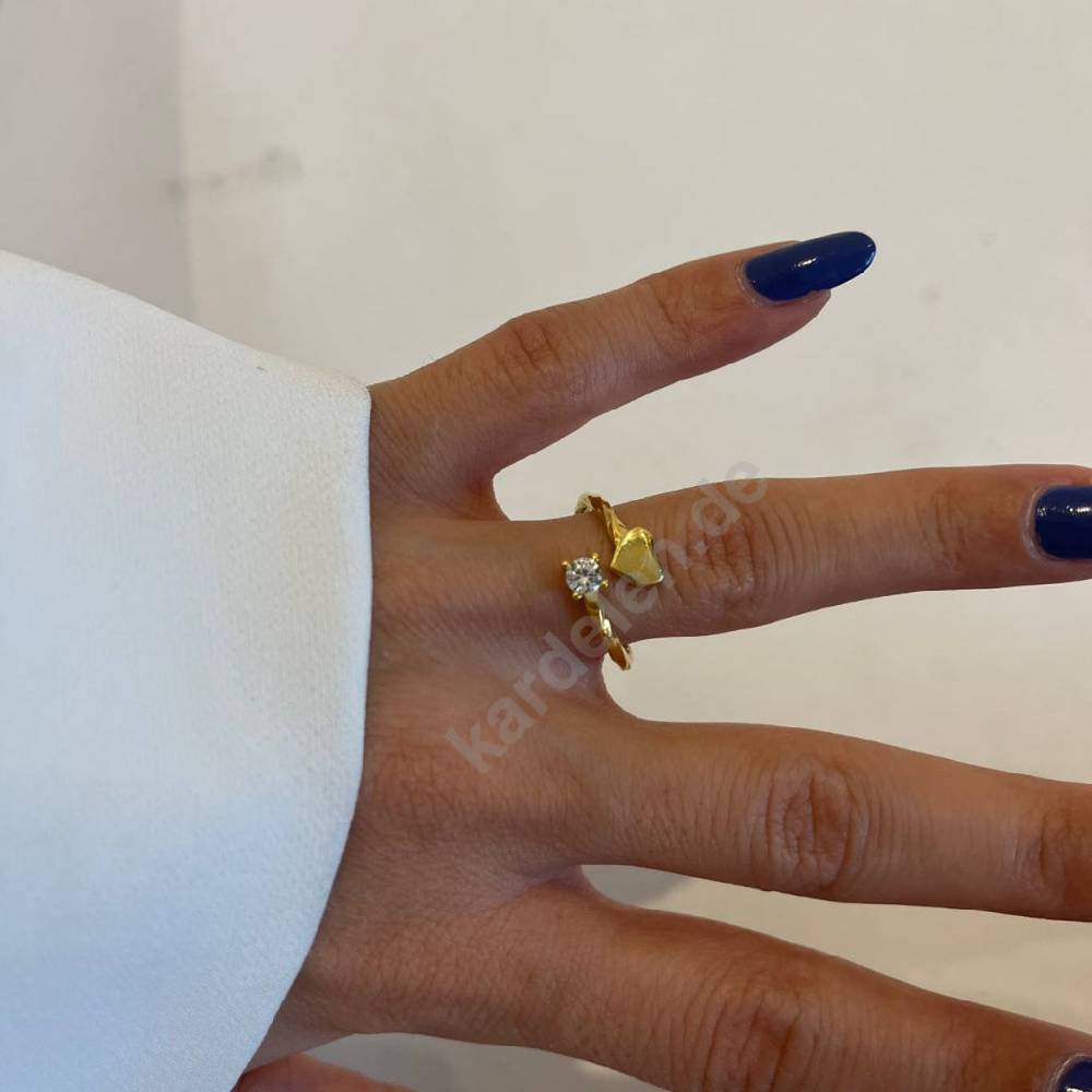 Kardelen Heart Diamond Ring - 925 SILBER Speichern exportieren