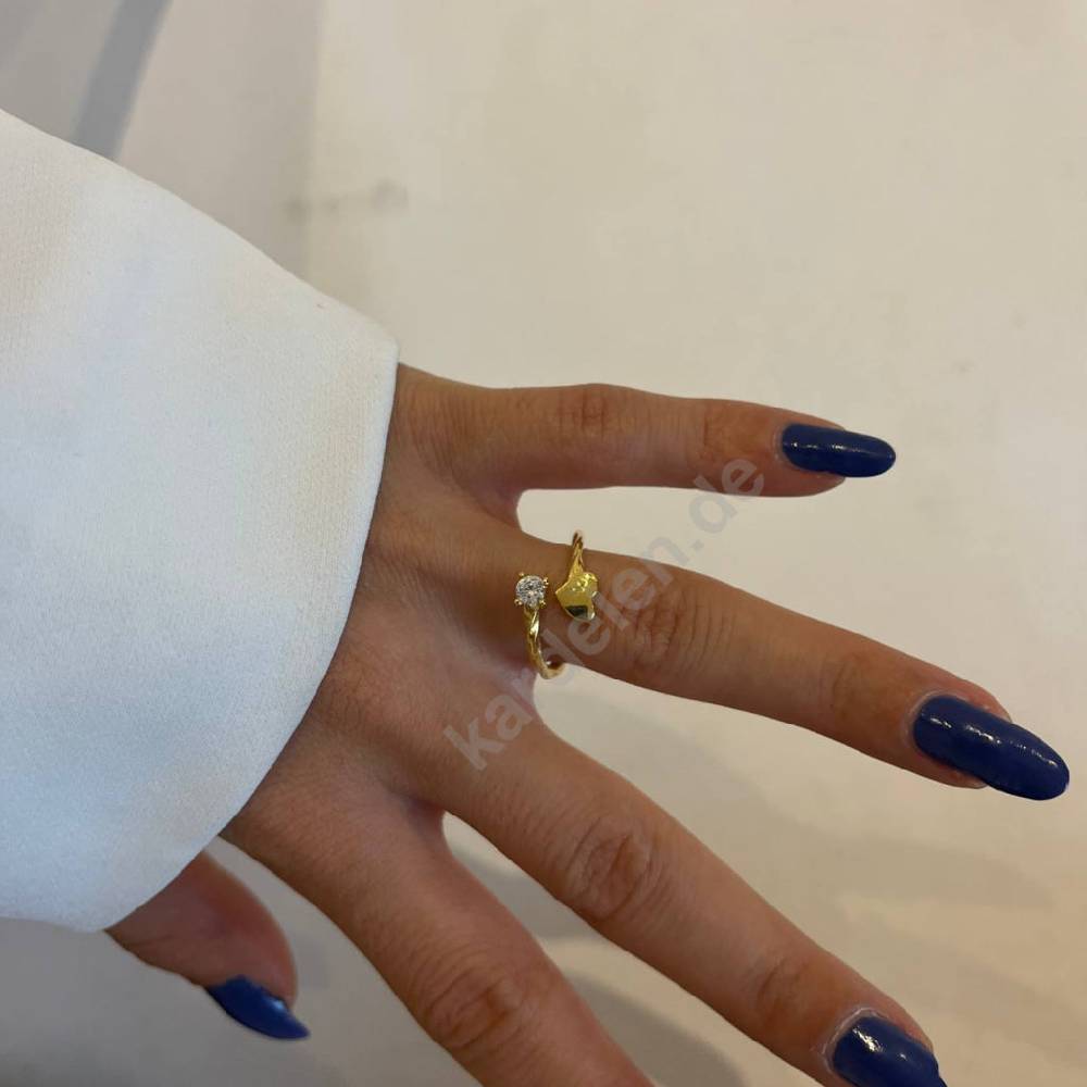Kardelen Heart Diamond Ring - 925 SILBER Speichern exportieren