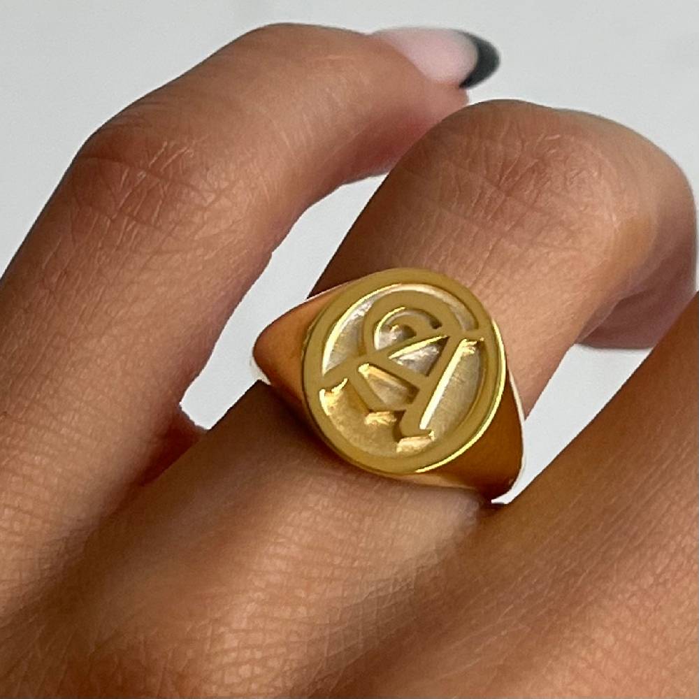 Kardelen Buchstaben Ritter Ring - 925 SILBER Online Shopping