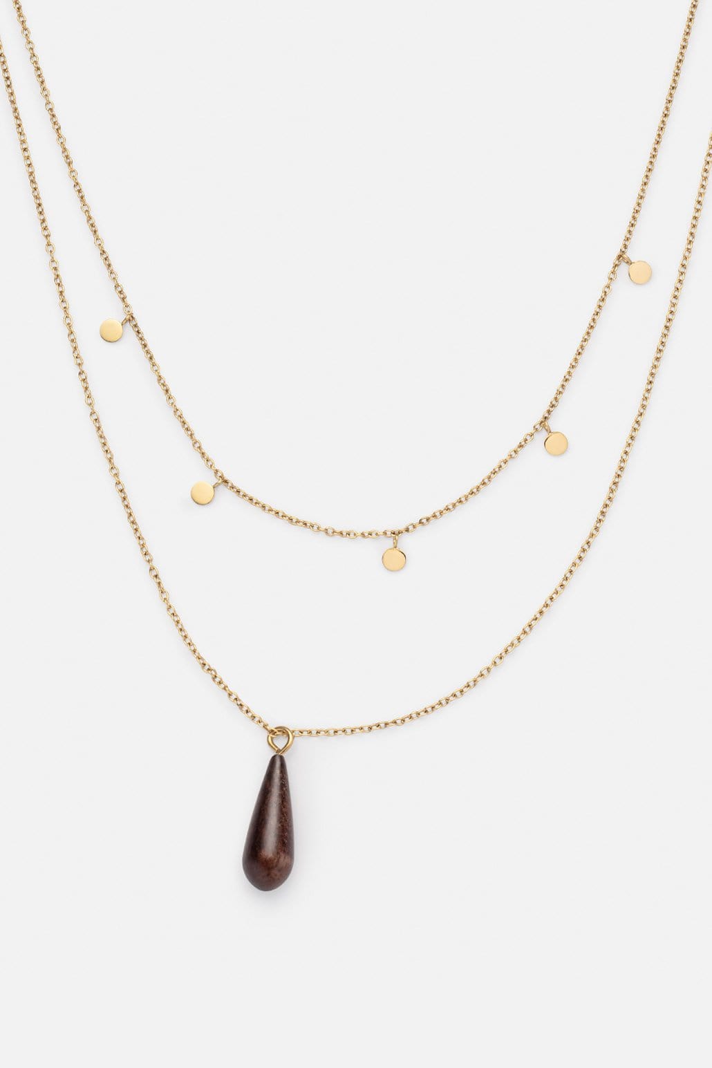 Kerbholz DROP DOUBLE NECKLACE Walnuss im Angebot