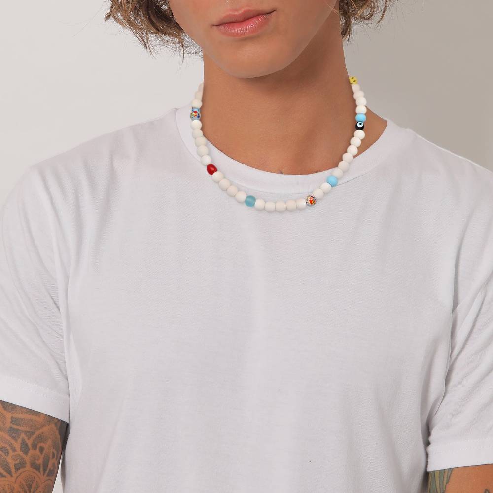 Kuzzoi Halskette mit Smiling Face Glasperlen Bunt Super Sparpreis