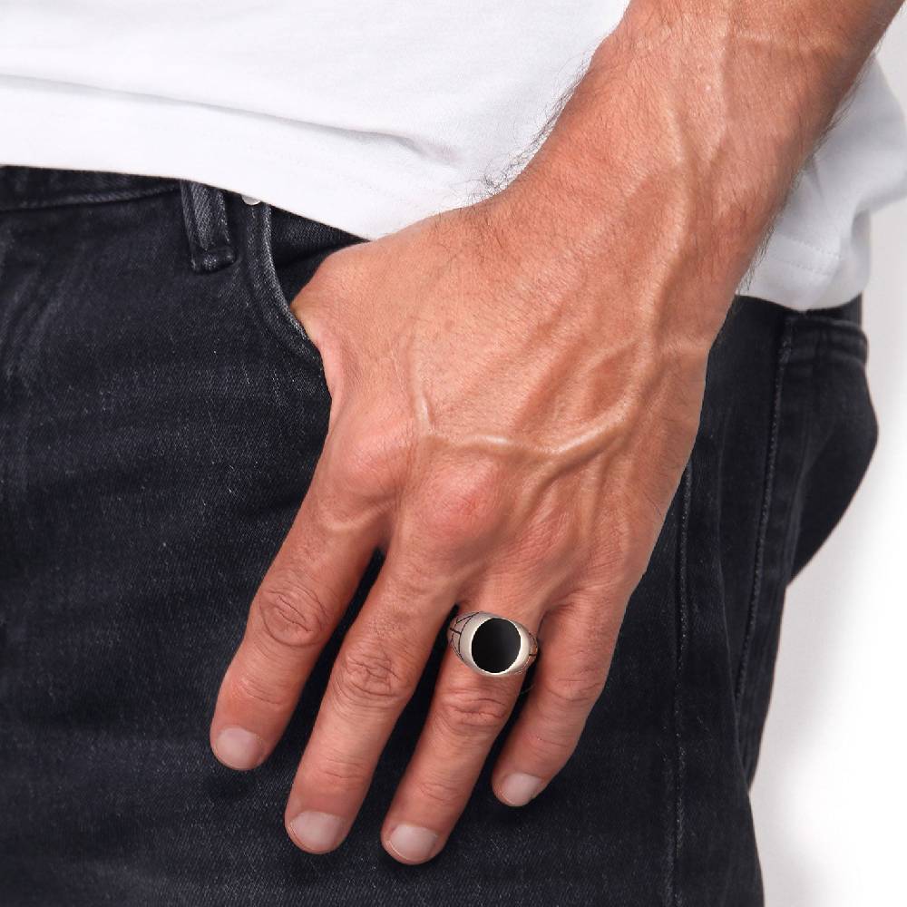 Kuzzoi Siegelring Oval Strukturiert | Emaille Black Friday Preise