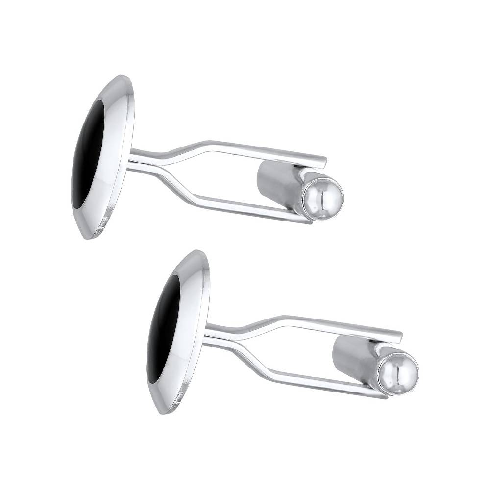 Kuzzoi Manschettenknöpfe rund | Emaille (schwarz) Outlet
