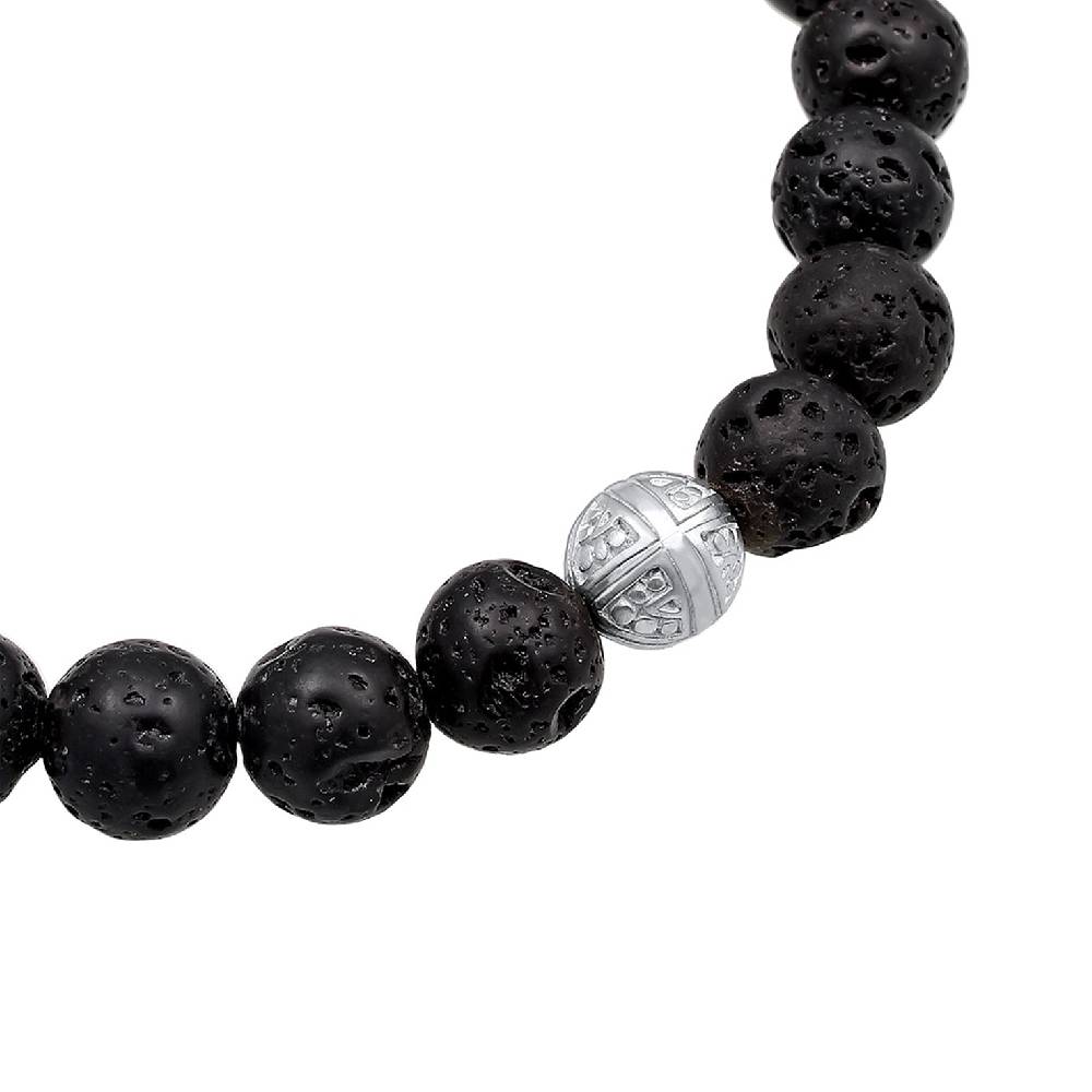 Kuzzoi Armband Kreuz | Lava Steine (Schwarz) Valentinstagsangebot