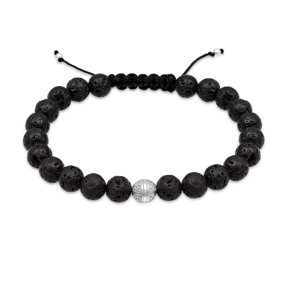 Kuzzoi Armband Kreuz | Lava Steine (Schwarz) Valentinstagsangebot