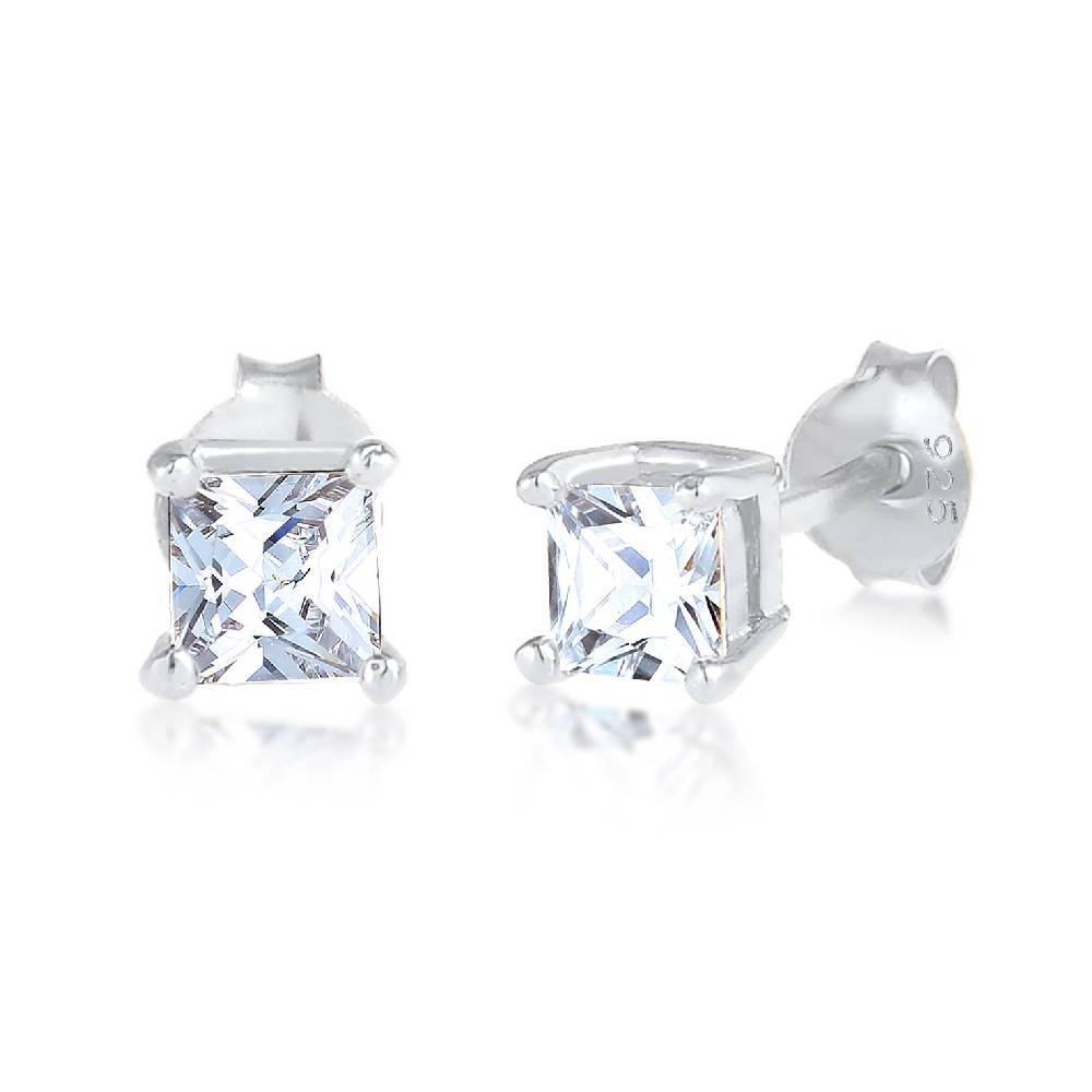 Kuzzoi Ohrstecker Quadrat | Zirkonia Kristalle (Weiß) Blitzangebot
