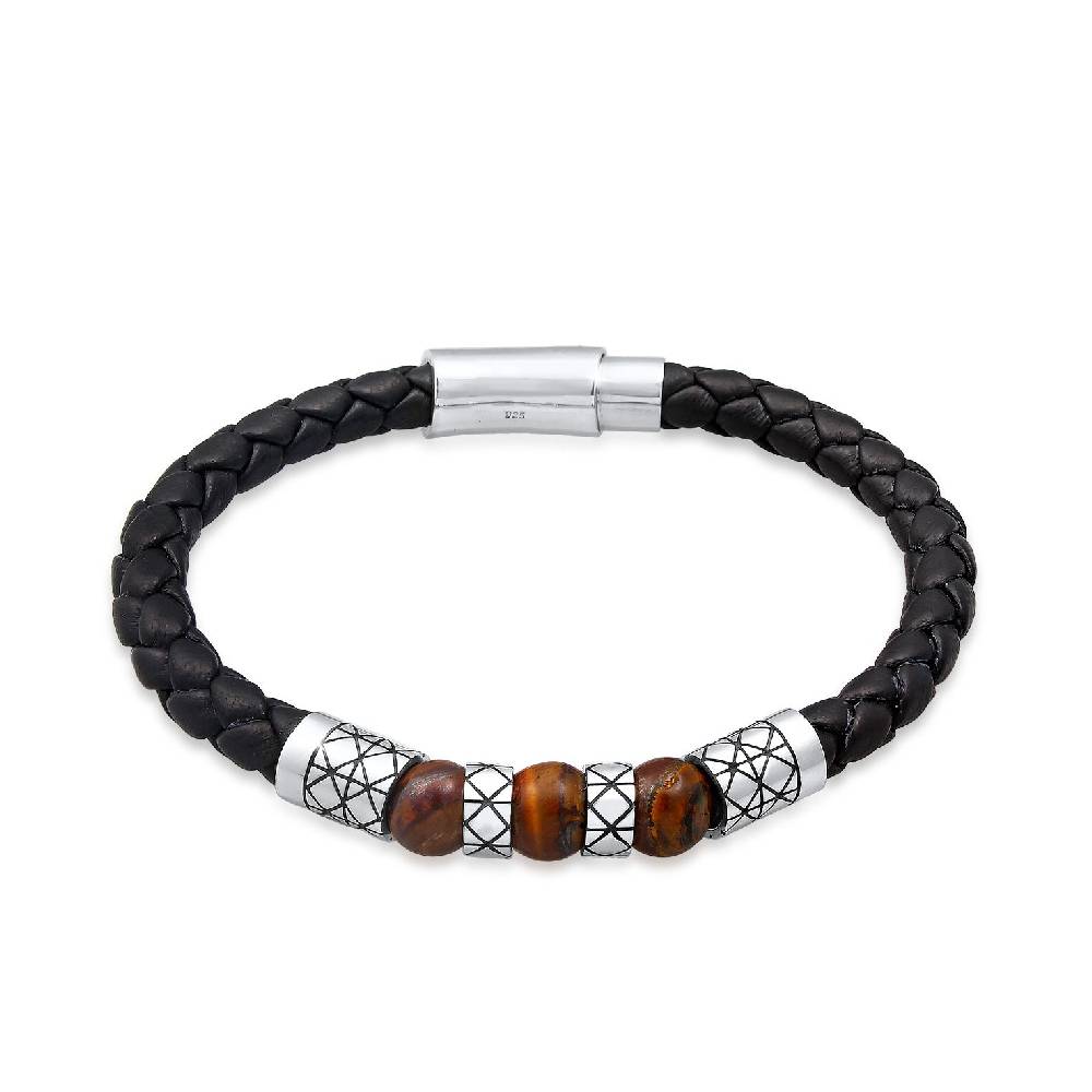 Kuzzoi Armband Kugel | Leder, Tigerauge (Braun) Bis zu 50% Rabatt