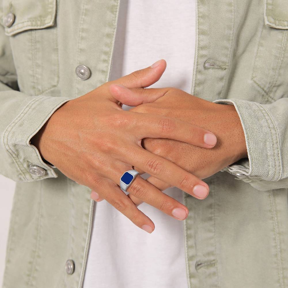 Kuzzoi Siegelring Basic | Emaille (Blau) VIP-Rabatte