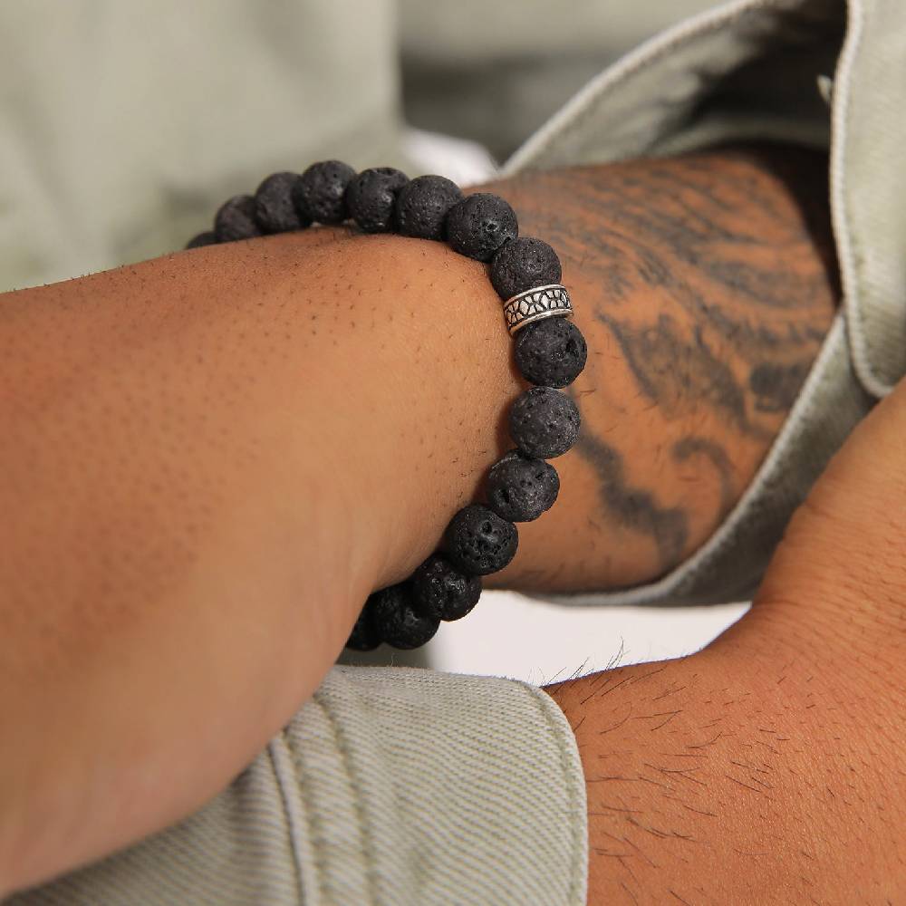 Kuzzoi Armband Vintage | Lava Perlen (Schwarz) Günstiger Verkauf
