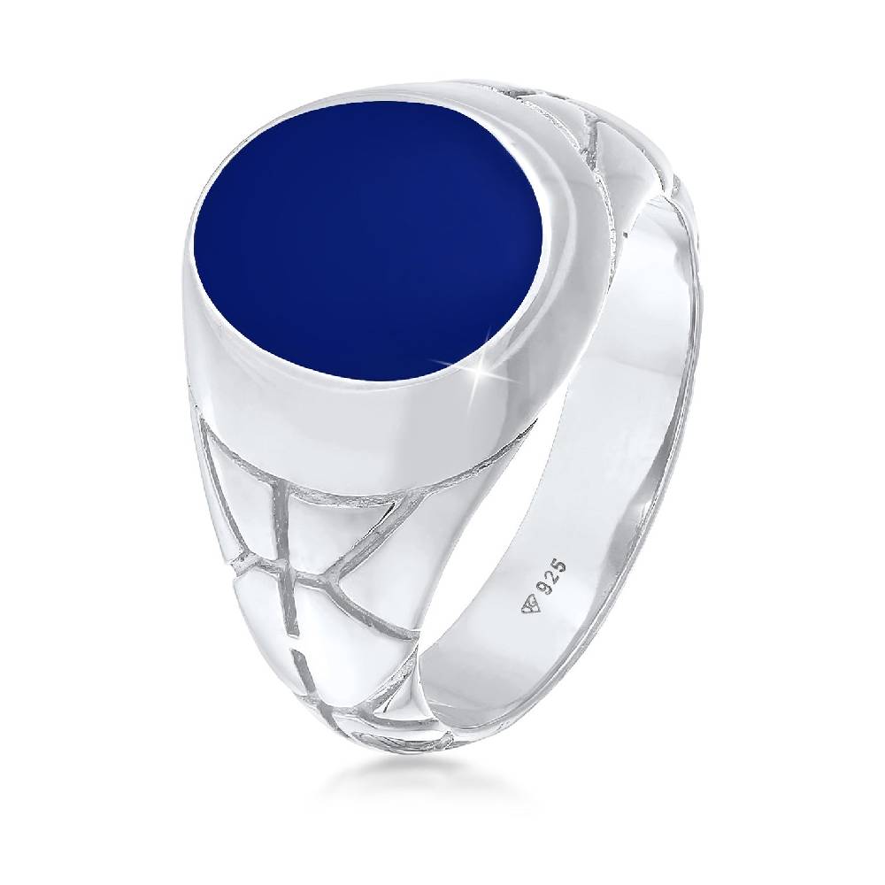 Kuzzoi Siegelring Elegant | Emaille (Blau) Riesige Rabatte