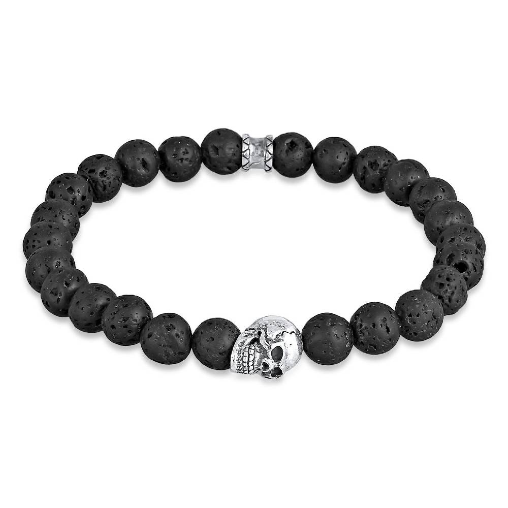 Kuzzoi Armband Totenkopf | Lava Perlen Black Friday