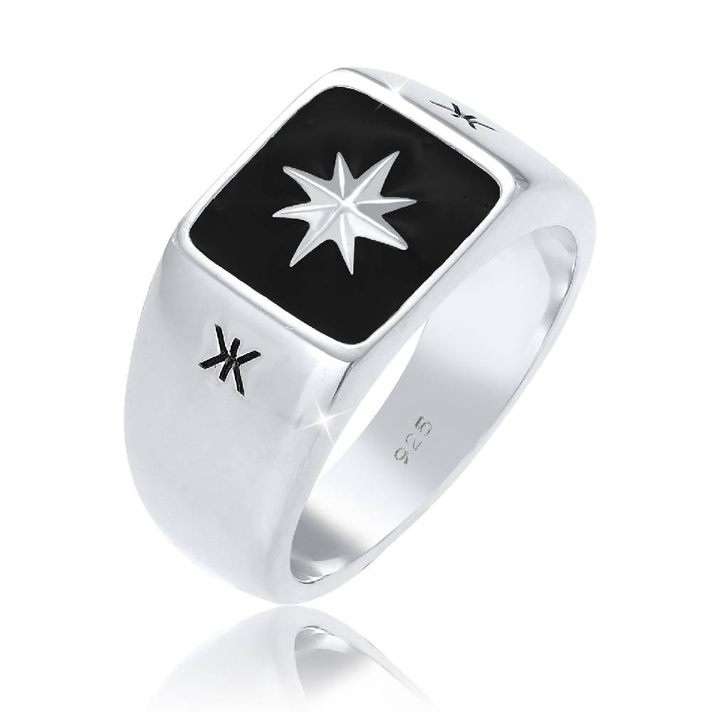 Kuzzoi Siegelring Stern | Emaille Top Angebot