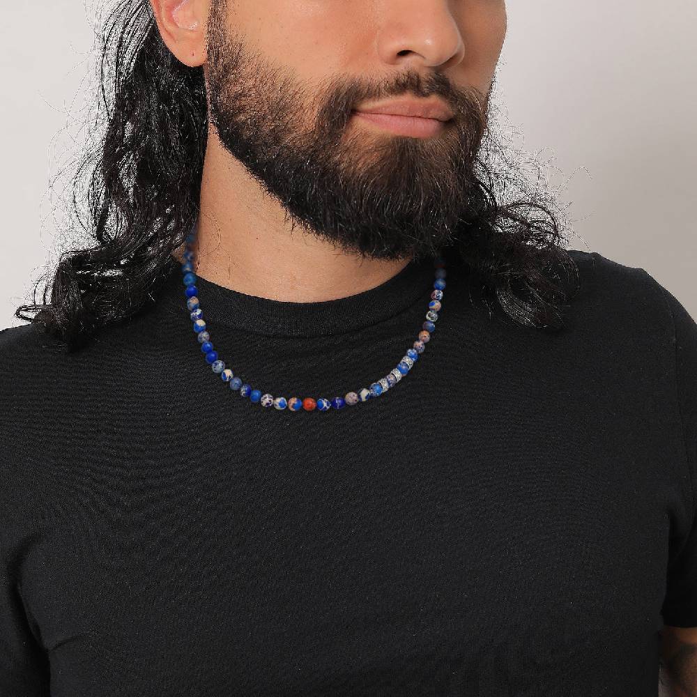 Kuzzoi Halskette Beads | Achat (Blau) Neueste Mode