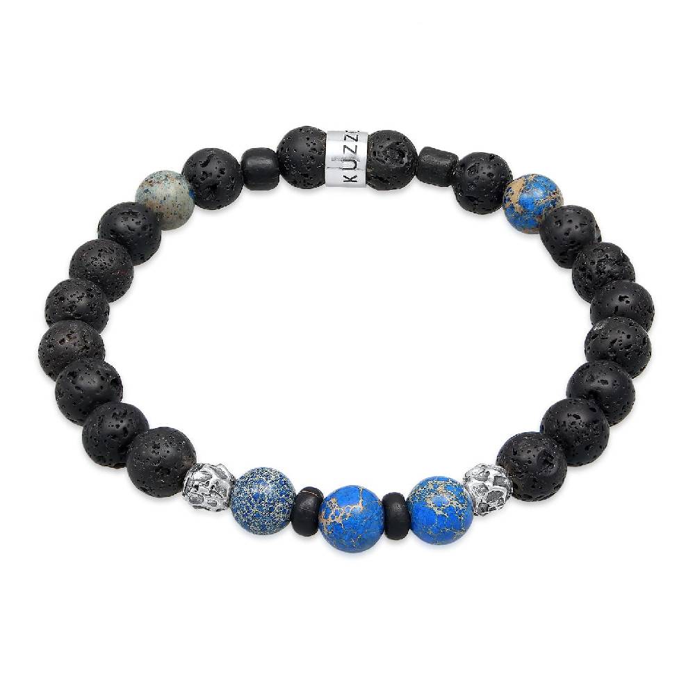 Kuzzoi Armband Kugeln | Lava, Achat (Schwarz, Blau) Bis zu 50% Rabatt