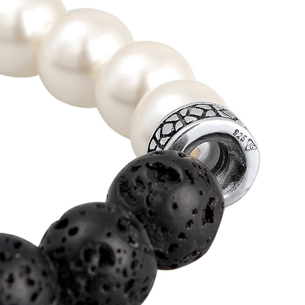 Kuzzoi Armband Schwarz-Weiß | Lava Perlen Günstig kaufen