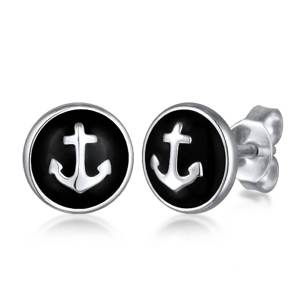 Kuzzoi Ohrstecker Anker | Emaille (Schwarz) Kauf eins, bekomm eins gratis