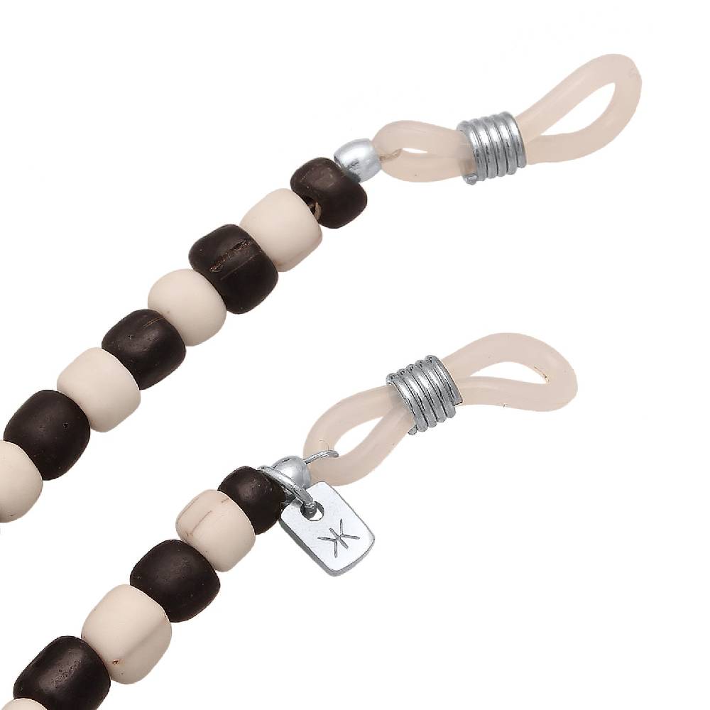 Kuzzoi Brillenkette Beads | Glas Perlen (Schwarz & Weiß) VIP-Rabatte