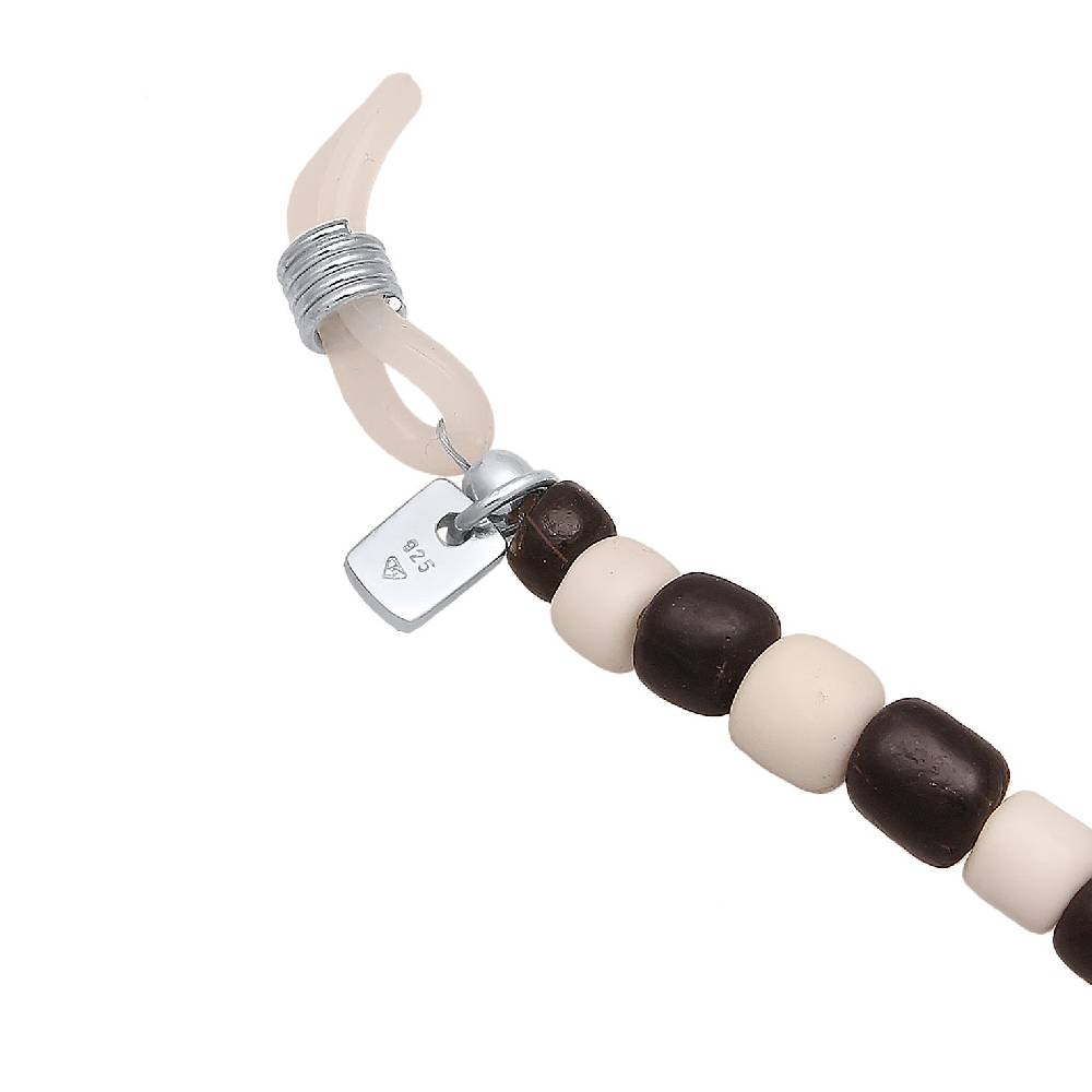 Kuzzoi Brillenkette Beads | Glas Perlen (Schwarz & Weiß) VIP-Rabatte