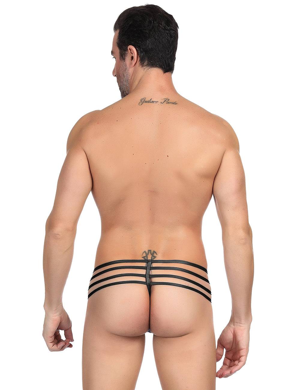 Lau Fashion Zipper String Herren Riemen Tanga Slip Wetlook Männer Unterwäsche M/L - MP068-1 Sonderangebot