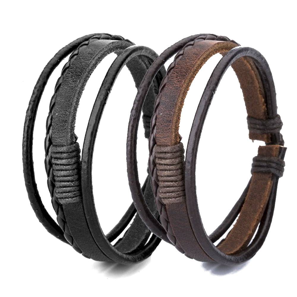 Lau Fashion Kordel Armband Echt Leder 4 Reihig Geflochten Handschmuck Unisex 20cm Saisonschlussverkauf
