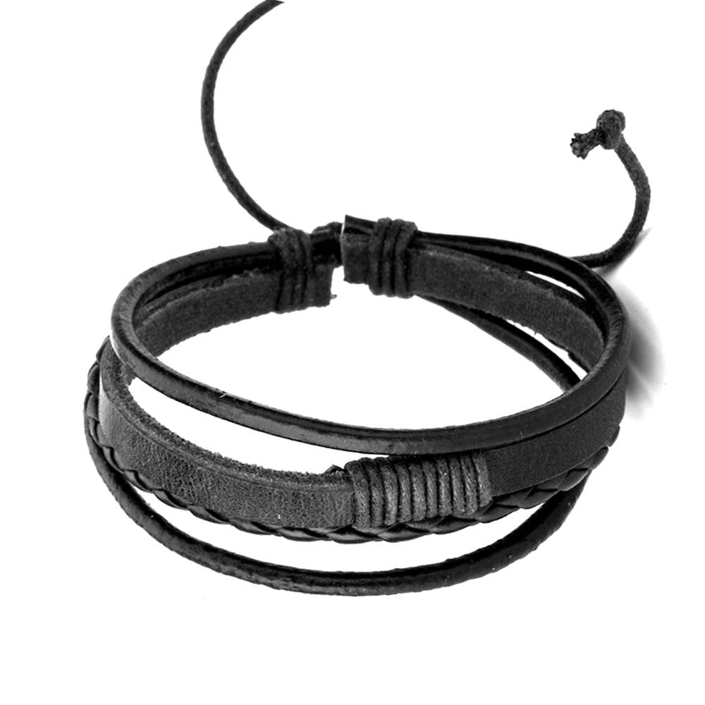 Lau Fashion Kordel Armband Echt Leder 4 Reihig Geflochten Handschmuck Unisex 20cm Saisonschlussverkauf