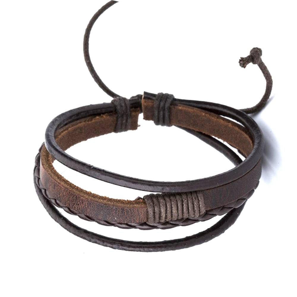 Lau Fashion Kordel Armband Echt Leder 4 Reihig Geflochten Handschmuck Unisex 20cm Saisonschlussverkauf