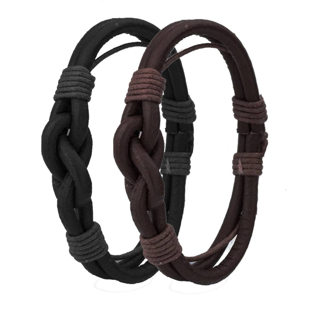 Lau Fashion Knoten Armband Echt Leder Geflochten Surfer Seemann Schmuck Unisex 20cm Black Friday