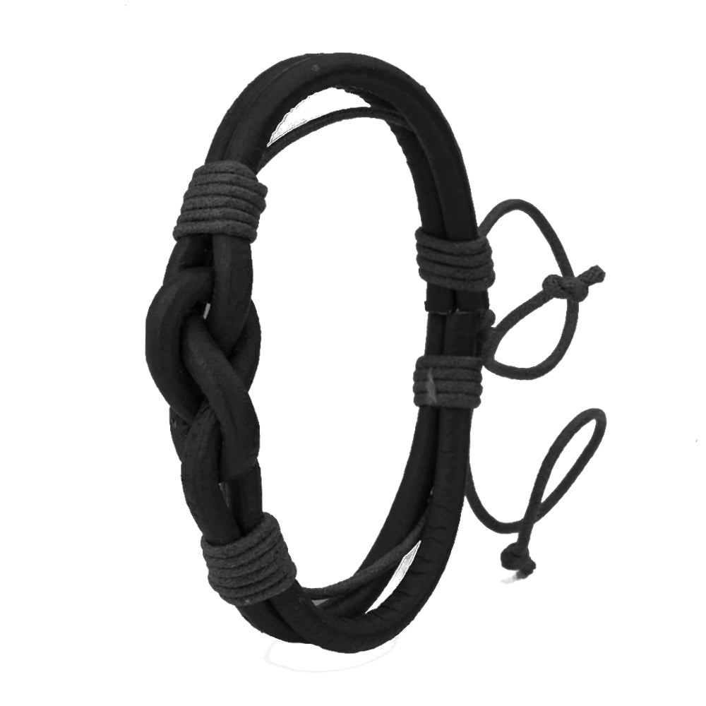 Lau Fashion Knoten Armband Echt Leder Geflochten Surfer Seemann Schmuck Unisex 20cm Black Friday