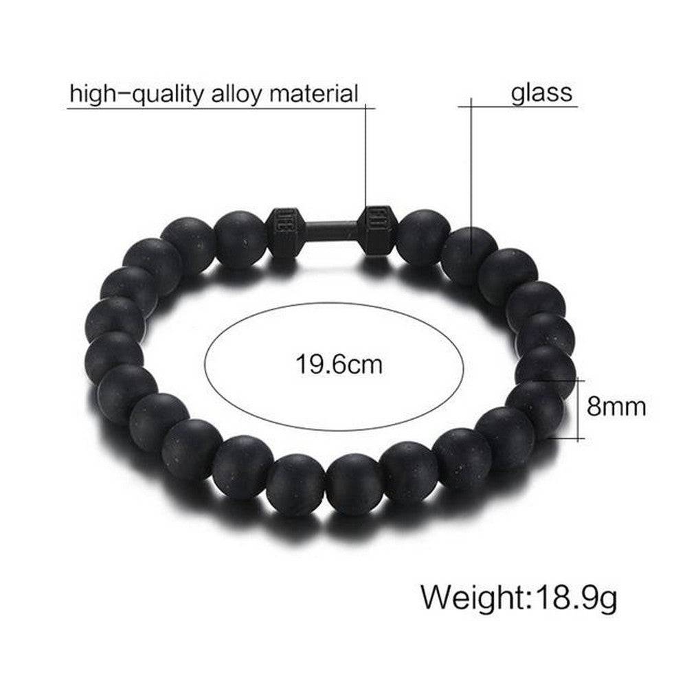Lau Fashion Unisex Perlen Armband Glas Matt Schwarz Verschiedene Kugeln 20cm Jubiläumsangebot